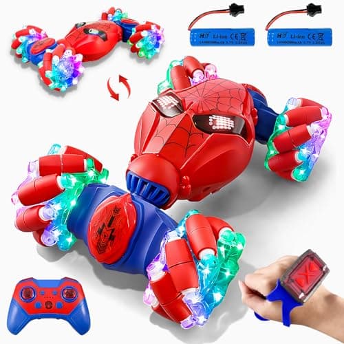 S-pider Rc Gesture Sensing Stunt Car Toys for Boys 4-14 Years Old, Drift Hand Control Remote Control Cars with Light & Music, 360°Rotation Double Side Cars Birthday Gifts for Kids Age 5 6 7 8 9 10 11