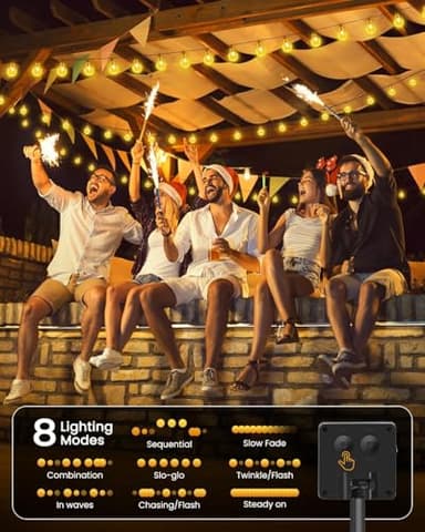 Solar String Lights Outdoor Waterproof, 2 Pack 60 LED 36.5 FT Each, Solar Powered Patio Lights with 8 Lighting Modes for Garden Yard Porch Wedding Party Decor (Warm White) - Image 3