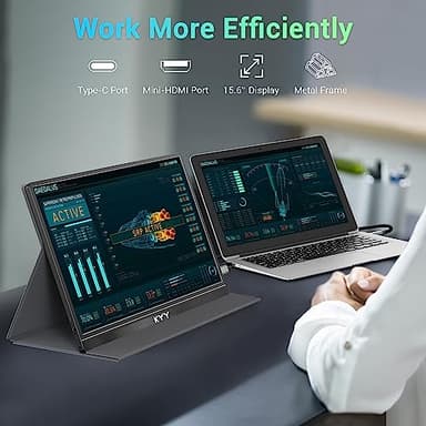 KYY Portable Monitor 15.6'' FHD 1080P USB C HDMI Gaming Monitor Ultra-Slim IPS Display w/Smart Cover & Speakers, Plug&Play, External Monitor for Laptop PC Phone Mac Xbox PS4 - Image 6