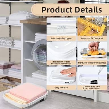 3 Pack Clear Hard Shell Zipper Case - Clear Waterproof Cosmetic Bag with Zipper, Kid's Toy Storage Organizer Bins, Charging Cables, creative journaling, painting brushes, Threads,Sketch Supplies - Image 4