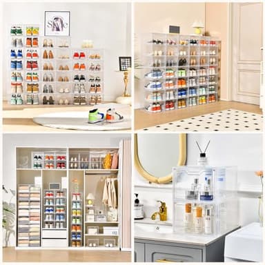 10 Pack Large Shoe Boxes Clear Plastic Stackable,Shoe Storage Organizer with Lids,Shoe Rack for Closet,Shoe Organizer and Shoe Containers for Sneaker Storage, Shoe Display Case Fit up to US Size 13 - Image 5