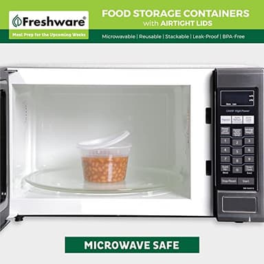 Freshware 48 Pack of 16 and 32 oz, 24 sets each size Food Storage Containers with Lids, Plastic Deli Containers, Meal Prep Containers, Microwave and Freezer Safe, Stackable, Leakproof, BPA Free, Clear - Image 5