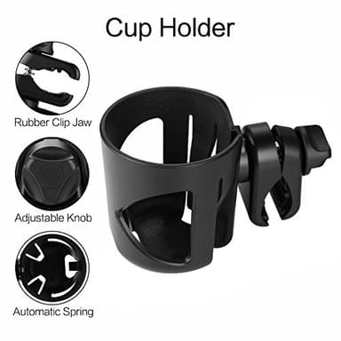 Accmor Universal Cup Holder, Stroller Cup Holder, 360° Rotatable Large Caliber Designed Bottle Holder for Stroller, Bike, Wheelchair, Walker, Scooter, Black - Image 3