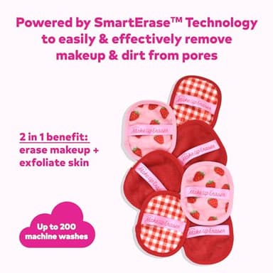 The Original MakeUp Eraser, 7-Day Set, Erase All Makeup With Just Water, Including Waterproof Mascara, Eyeliner, Foundation, Lipstick, Sunscreen, and More! Strawberry Fields, 7ct. - Image 3