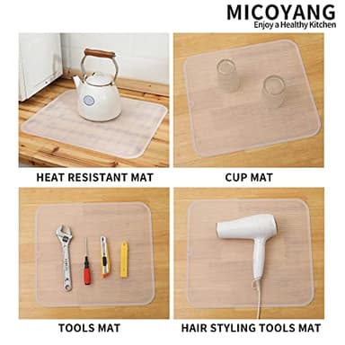 MicoYang Silicone Dish Drying Mat for Multiple Usage,Easy clean,Eco-friendly,Heat-resistant Silicone Mat for Kitchen Counter or Sink,Refrigerator or Drawer Liner Translucent XL 18 inches x 16 inches - Image 4