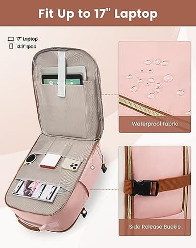 LOVEVOOK Large Travel Backpack for Women & Men, 40L Carry on Backpack for Airplanes, TSA Personal Item Travel Bag fits 17" Laptop, Waterproof Travel Essentials Airline Approved with 3 Packing Cubes - Image 8