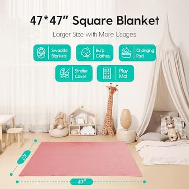 LITTLE SPUD Muslin Swaddle Blankets, Large Receiving Blankets for Boys and Girls, 4-Pack Soft and Breathable Swaddle Wrap for Newborn, 47 x 47 inches (Pink Series) - Image 8