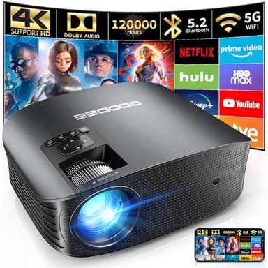 GooDee Projector 4K With WiFi And Bluetooth Supported, FHD 1080P Mini Projector For Outdoor Moives, 5G Video Projector For Home Theater Dolby Audio Zoom Portable Projector TV Stick PPT (YG600 Plus) - Image 1