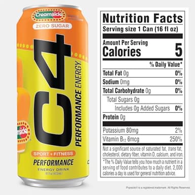 Cellucor C4 Performance Energy Drink | Zero Sugar Carbonated Preworkout Energy | 200mg Caffeine with Beta Alanine | Orange Creamsicle | 16 Fl Oz (12 Pack) - Image 2