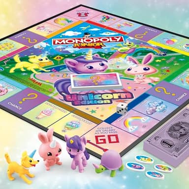 Monopoly Junior: Unicorn Edition Board Game | Magical-Themed Indoor Family Game | 2 to 4 Players | Preschool Games | Kids Gifts | Ages 5 and Up (Amazon Exclusive) - Image 2