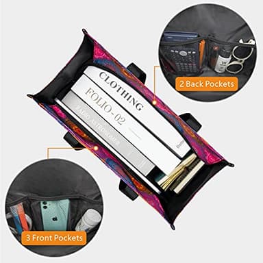 TOPDesign Utility Water Resistant Tote Bag with 13 Exterior & Interior Pockets, Top Zipper Closure & Thick Bottom Support, for Working Women, Teachers, Nurses, Accountants (Yoga Totem) - Image 4