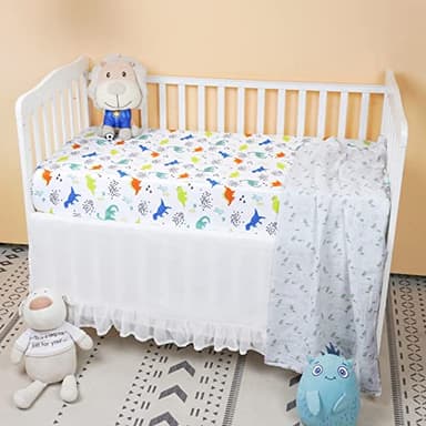 PHF 3 Pack Soft Dinosaur Crib Sheets Fitted, Comfy Breathable Baby Sheets for Boys Girls, 28x52 Inches Fits Standard Crib and Toddler Mattresses, Navy Dinosaur - Image 3