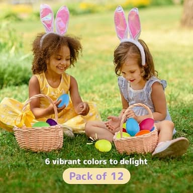 PREXTEX 3.5” Unfilled Easter Eggs, 12 pcs Empty Plastic Eggs Fillable with Candy, Presents for Toy Basket - Easter Decorations, Toy Egg Basket - Boys and Girls - Image 4