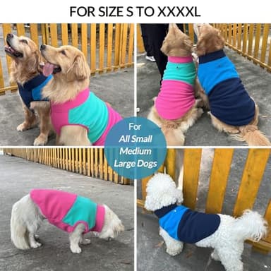 Queenmore Fleece Sweater for Large Dogs, Pet Vest Jacket Sweatshirt Winter Clothes for Boy Or Girl, Large Medium Small Size, Fuchsia/Mint, L - Image 3