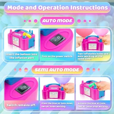 Anordsem Balloon Air Pump Electric: Balloon Inflator Portable for All Balloons at Home - Rose Red Blower Machine Dual Nozzle for Party Balloon Arch Kit Stand Birthday DIY Decoration - Image 3