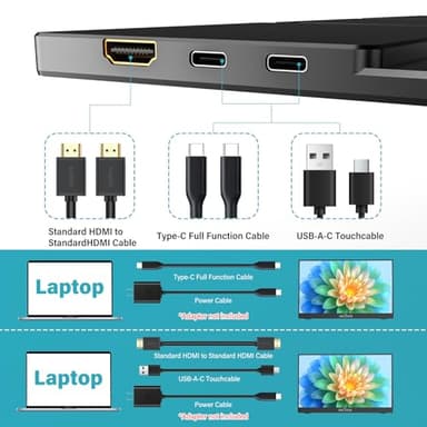 InnoView Portable Monitor Touchscreen 15.6" 1080P 10-Point Touch Screen Monitor Portable with Protective Sleeve Built-in Stand, 1200:1 HDMI USB C Travel Monitors for Laptop, PC, Phone - Image 7