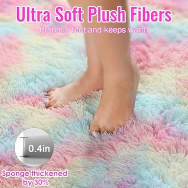 PAGISOFE 4x6 Rainbow Fluffy Soft Plush Area Rugs for Girls Bedroom, Shaggy Rugs for Kids Playroom,Kawaii Princess Fuzzy Rugs for Nursery Baby Toddler,Cute Colorful Room Decor for Teenage - Image 7