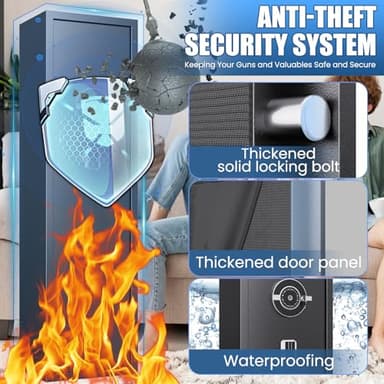 8-12 Gun Safe,Gun Safe for Rifles and Pistols,No Assembly Required,Biometric Fingerprint Large Rifle Safes for Home,Alarm System,Adjustable Rack,Silent Mode - Image 6