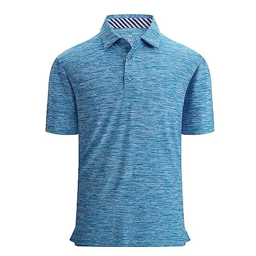 Alex Vando Mens Golf Shirt Moisture Wicking Quick-Dry Short Sleeve Casual Polo Shirts for Men,Turquoise,L - Image 1