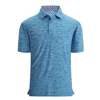 Alex Vando Mens Golf Shirt Moisture Wicking Quick-Dry Short Sleeve Casual Polo Shirts for Men,Turquoise,L - Image 1