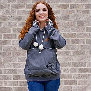 ALYC Unisex Hoodies Pet Holder Cat Dog Large Pouch Carriers Pullover with Cat Printing Sweatshirt (Dark Grey-Classic Version, XXXL) - Image 7