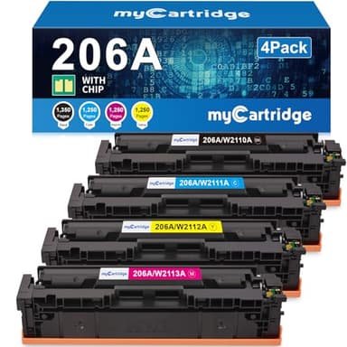 206A Toner Cartridges 4 Pack (with Chip) Compatible Replacement for HP 206A 206X for Color Laserjet Pro MFP M283fdw M283cdw M283fdn M282nw Pro M255dw M255nw M283 M255 Printer W2110A W2110X High Yield - Image 1