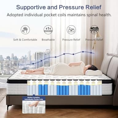 12 Inch Queen Mattress, Mattress for Cool Night & Pressure Relief,Edge Support Pressure Relief with Motion Isolating, Ships Compressed - Image 5