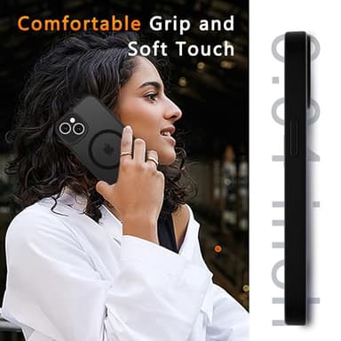 LATVIN for iPhone 15 Case, Magnetic Phone Cover with 1 Screen Protector, Compatible with MagSafe, Military Grade Protection, Translucent Matte Frosted Back, Black - Image 7