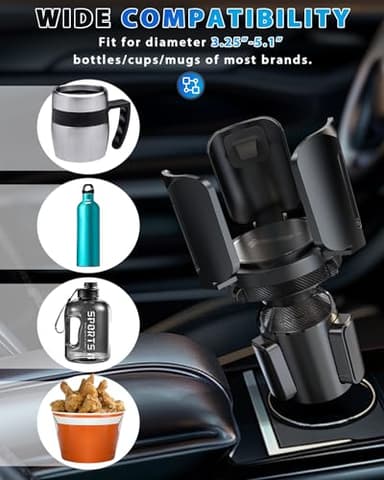 IPOW 2Pack Car Cup Holder Expander with Adjustable Holder & Base, Compatible with Yeti Ramblers, Hydro Flasks Most Coffee Mugs Bottles & Cups - Image 6
