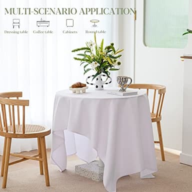 BYDOLL Table Cloth White 60x84 Inch Tablecloth for 6 Foot Rectangle Tables Outdoor Washable Wrinkle Free and Spillproof Polyester Tablecloth for Festival Camping Picnic Party Cover - Image 6