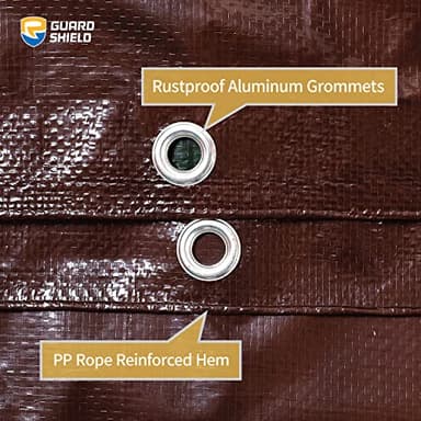 GUARD SHIELD Brown/Green Tarp 12x20 Feet Medium Duty Outdoor Waterproof Multi Purpose Poly Tarps Cover 7mil - Image 4