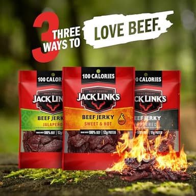 Jack Link's Beef Jerky Bold Variety Pack - Includes Sweet & Hot, Jalapeno and Peppered Jerky, Bulk Protein Snack Pack, Good Source of Protein, Meat Snacks Made with 100% Beef - 1.25 Oz (Pack of 15) - Image 5
