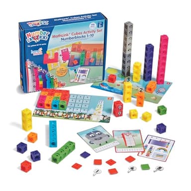 hand2mind MathLink Cubes Numberblocks 1-10 Activity Set, 30 Preschool Learning Activities, Counting Blocks, Linking Cubes, Educational Toys for Kids, Number Games, Math Manipulatives Kindergarten - Image 1