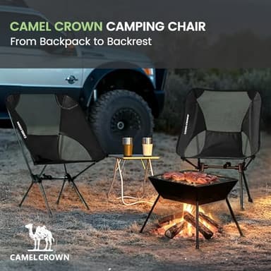 CAMEL CROWN Portable Camping Chair Lightweight Compact Folding Chair Mesh for Outdoor Camp Travel Beach Picnic Festival Hiking Backpacking Black - Image 8