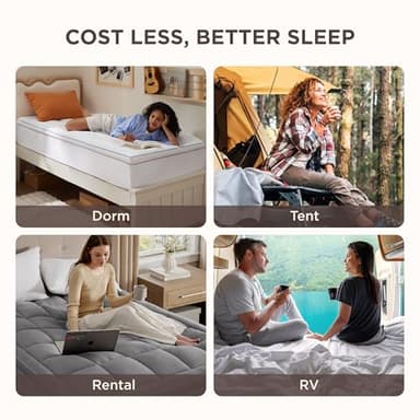 Bedsure Twin Mattress Topper - Pillow Top Mattress Pad Cover with Deep Pocket Fits up to 21 Inches, Plush Soft Bed Topper for Back Pain Relief, Overfilled with Down Alternative Filling, Grey - Image 8