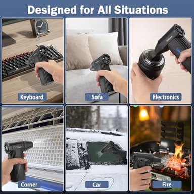 Koilboane Compressed-Air-Duster Brushless Electric Air Blower, Mini Powerful Cordless Rechargeable 8000mAh Battery Jet Dry Portable Jet Turbo Fan Dust Snow Blower for Cleaning Car/Keyboard/PC/Home - Image 6