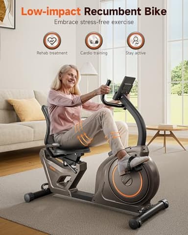 Niceday Recumbent Exercise Bike, Recumbent Bike for Home, Recumbent Stationary Bike 400LBS Weight Capacity, Magnetic Recumbent Bike with Smart APP, LCD Monitor, Heart Rate Handle - Image 2