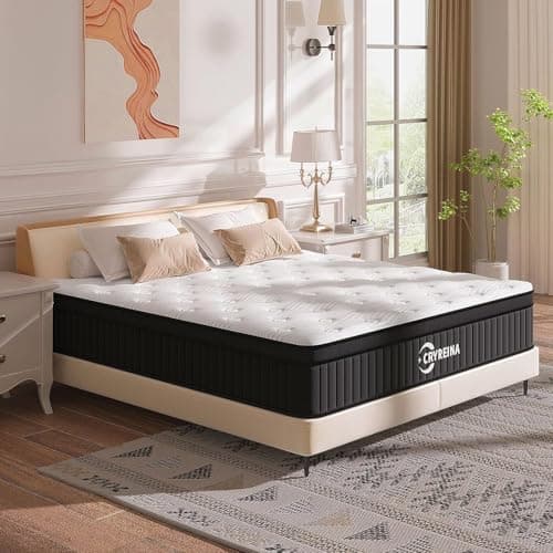 CRYREINA Queen Mattress, 14 Inch Queen Hybrid Mattress in a Box, Upgrade Individually Pocket Springs, Medium Firm, Pressure Relief, Breathable Comfort and Durable, CertiPUR-US Certified - Image 1