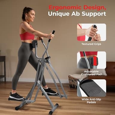 Sunny Health & Fitness Smart Air Walker Elliptical, Low-Impact 30-Inch Stride Home Glider Machine, Senior Cross Trainer for Indoor Cardio Exercise, Free SunnyFit App Bluetooth Connection- SF-E902SMART - Image 4