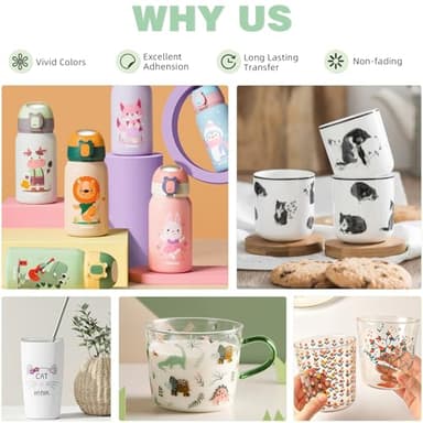 20 Sheets Waterslide Decal Paper LASER CLEAR,8.5X11 Inch Water Slide Transfer Paper Transparent Printable for Tumblers,Ceramics,Plastics,Glasses,DIY - Image 4