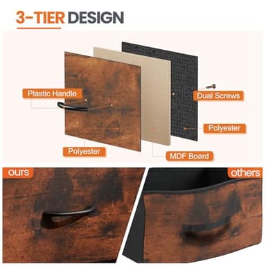 Sweetcrispy Nightstand Set of 2 with 2 Storage Drawers, 20" Height Small Bed Side Furniture End Table, Wooden Top Fabric Cabinet Kids Mini Dresser for Bedroom, Closet, Entryway, College Dorm - Image 6