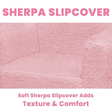 Delta Children Cozee Sherpa Chair, foam, Pink - Image 4