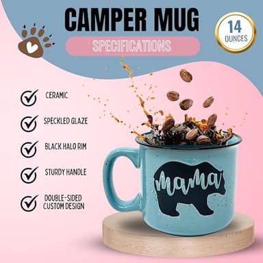 Mama Bear Ceramic Coffee Mug for Mom, Wife, Women – Unique Teal Ceramic Mug – Fun Gifts for Her on Mother’s Day, Birthday, or Christmas – Cute Coffee Cup for Moms, Wives, and Coffee-Loving Women - Image 3