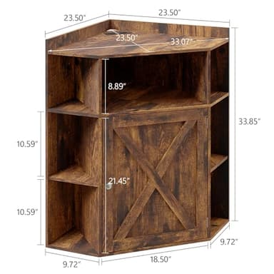 Corner Cabinet, Corner Storage Shelf with USB Ports and Outlets Industrial Organizer for Small Space Wooden 6-Cubby Bookshelf for Study, Playroom, Living Room (Amber Pine) - Image 2