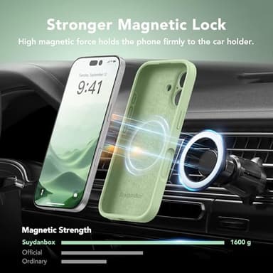 SuydanBox Magnetic for iPhone 17 Case, Compatible with MagSafe, [Full Camera Protection][Screen Protector] Silicone Shockproof Protective Phone Case for iPhone 17 6.3", Matcha - Image 3