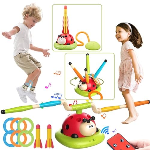 Engfa 3 in 1 Musical Jump, Toss Ring Game and Stomping Launch Rocket Launcher for Kids Toys for Girls Boys 3-5, Sports & Outdoors Toy for Ages 5-7 with Remote Control Outside Toys for Kids Ages 4-8 - Image 1