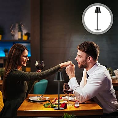 Timjorman 2 Pack LED CordlessTable Lamp,4000mAh Rechargeable Battery Desk lamp,3 Level Brightness Night Light,Minimalist Design, for Couple Dinner/Coffee Table/Restaurant/Bedroom(Black 2pack) - Image 4