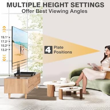 TVON Universal TV Stand Base, Swivel Table Top TV Stand for 20-43 inch TVs/Monitors with 4 Level Height Adjustment and Tempered Glass Base, Holds up to 88 Lbs, VESA 200x200mm - Image 3