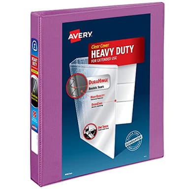 Avery Heavy-Duty 3 Ring Binder, 1 Inch Slant Rings, Orchid View Binder (79272) - Image 1