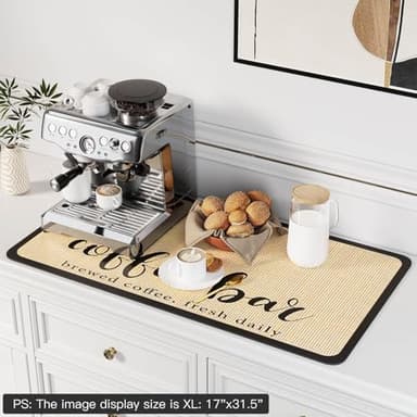 DK177 Coffee Mat - Dish Drying Mat for Kitchen Counter , Hide Stain, Absorbent with Waterproof Rubber Backing, Fit Kitchen Dish Rack Bar Accessories, 19" x 12" - Image 8